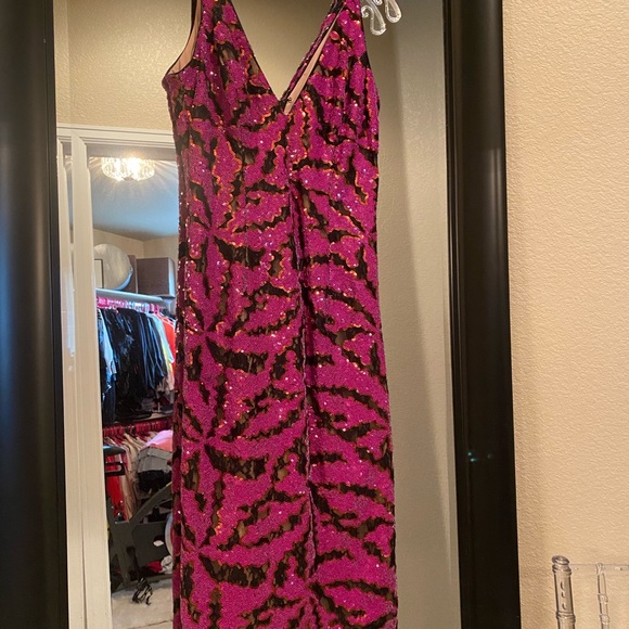 Dress the population sequin and mesh lace dress bodycon - Picture 3 of 5